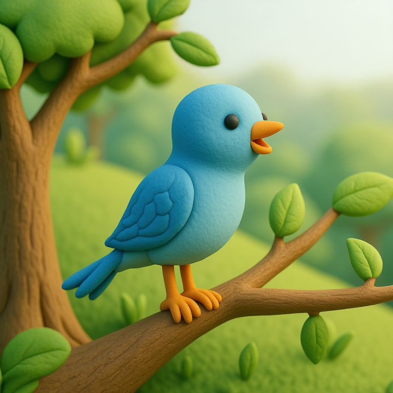 ציפור כחולה על ענף — הסטודיו הפתוח